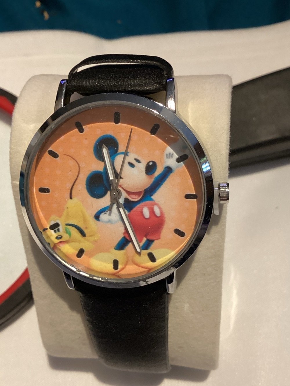 Classic Character Dial Women's Watch with Black Strap - Orange Dial